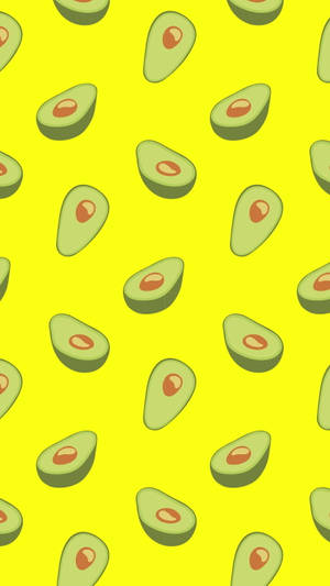 Cute Avocado Yellow Background Wallpaper