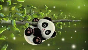 Cute Baby Panda Art Wallpaper