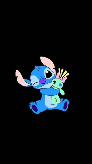 Cute Baby Stitch With Bear Wallpaper
