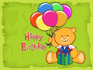 Cute Bear Gift Birthday Background Wallpaper