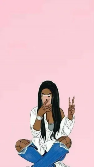 Cute Black Girl Cartoon Wallpaper