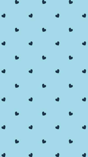 Cute Blue Phone Hearts Wallpaper