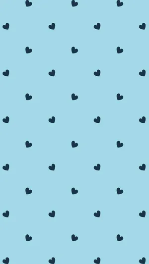 Cute Blue Phone Hearts Wallpaper