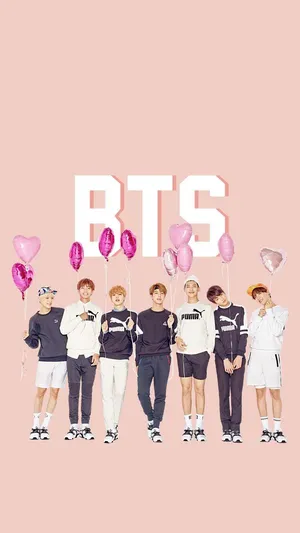 Cute Bts Heart Balloons Wallpaper