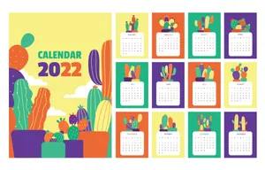 Cute Cactus 2022 Calendar Wallpaper