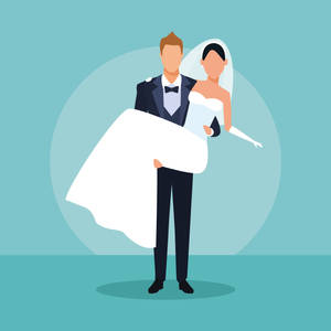 Cute Cartoon Couple Wedding Photo Wallpaper