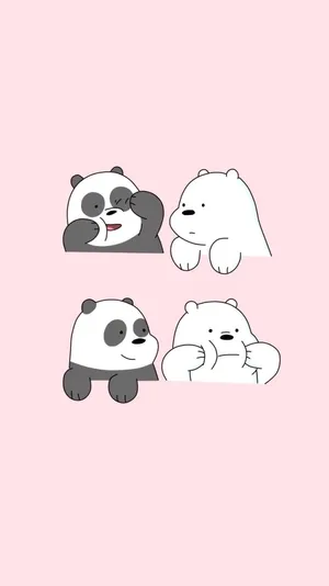 Cute Cartoon Panda And Ice Bear Wallpaper