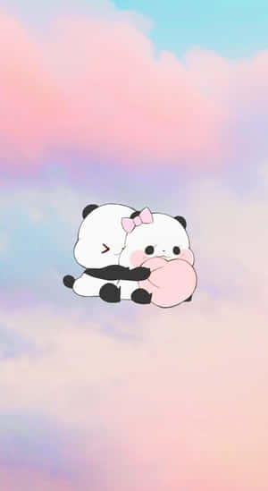 Cute Cartoon Panda Hug Wallpaper