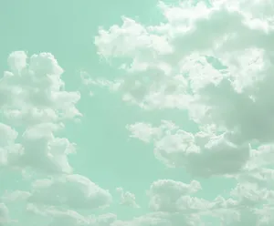 Cute Clouds Mint Green Aesthetic Wallpaper