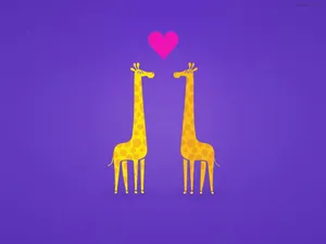 Cute Couple Drawing Artwork Of Giraffes Wallpaper