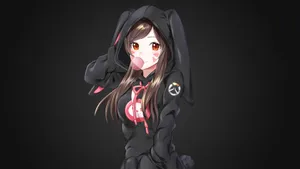 Cute Dark Anime Girl Hoodie Black Aesthetic Wallpaper