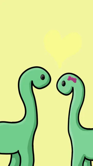 Cute Dinosaur Phone In Love Wallpaper