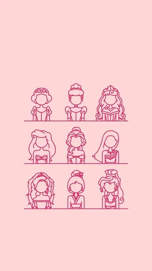 Cute Disney Princesses Icon Art Wallpaper