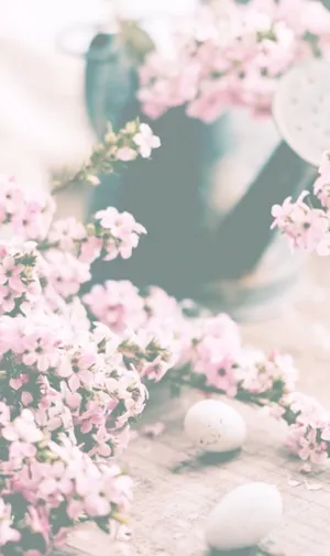 Cute Easter Iphone With Eggs And Flowers Wallpaper