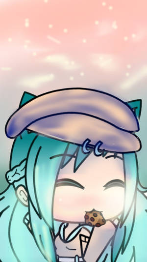 Cute Gacha Life Girl With Teal Hair Wallpaper