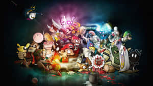 Cute Gaming Cartoon Collage Wallpaper