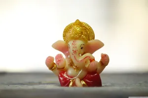 Cute Ganesha On Gray Fabric Wallpaper