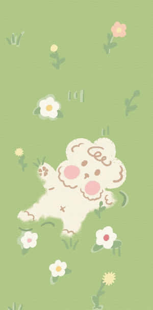 Cute Green Kawaii Teddy Bear Wallpaper