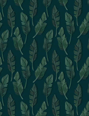 Cute Green Leaves Blue Wallpaper
