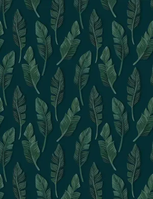 Cute Green Leaves Blue Wallpaper