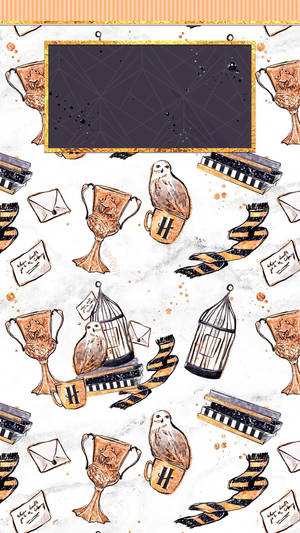 Cute Harry Potter Hufflepuff Pattern Wallpaper