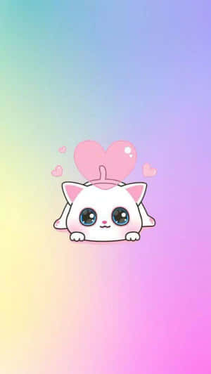 Cute Kawaii Lovable Cat Cartoon Wallpaper