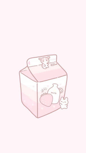 Cute Kawaii Pink Milk Box Wallpaper