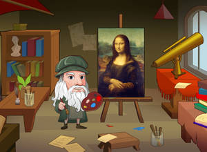 Cute Leonardo Da Vinci Graphic Art Wallpaper