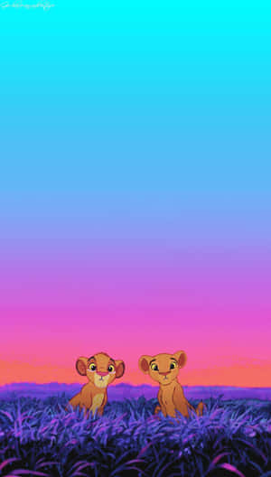 Cute Lion King Characters Simba And Nala Wallpaper