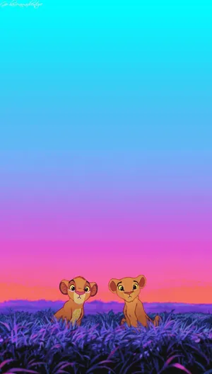 Cute Lion King Characters Simba And Nala Wallpaper