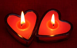 Cute Love Heart Candles Wallpaper