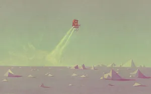 Cute Machine With Jetpack Illustration Art Wallpaper