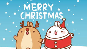 Cute Merry Christmas Molang Wallpaper