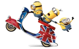 Cute Minions Riding A Motorcycle Wallpaper
