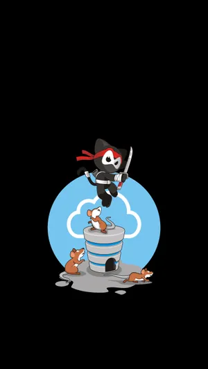 Cute Ninja Cat Vector Wallpaper