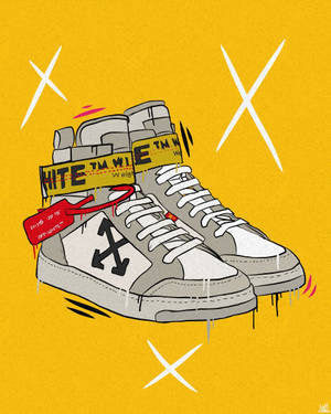 Cute Off White Logo Shoes Wallpaper