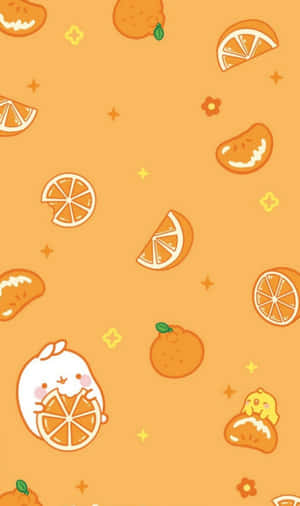 Cute Orange Fruits And Slices Wallpaper