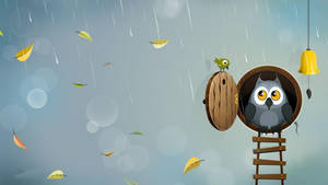 Cute Owl Rain Art Wallpaper