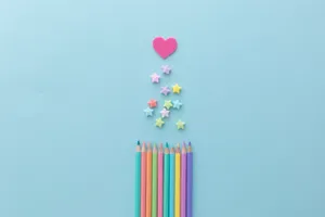 Cute Pastel Colors Heart And Stars Wallpaper