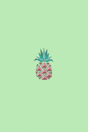 Cute Pastel Green Pineapple Drawing Wallpaper