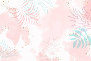 Cute Pastel Pink And Blue Leaves Wallpaper