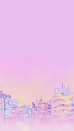 Cute Pastel Pink City Phone Wallpaper