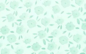 Cute Pastel Soft Green Flowers And Leaves Wallpaper
