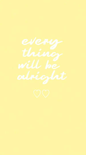 Cute Pastel Yellow Aesthetic Hearts Quote Wallpaper