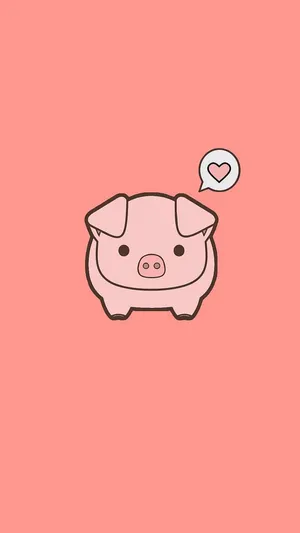 Cute Pig Cartoon Pale Pink Background Wallpaper