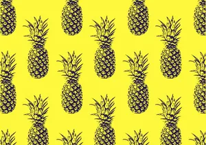 Cute Pineapple Pattern Neon Yellow Wallpaper
