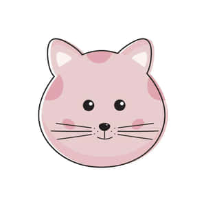 Cute Pink Cat Cartoon Illustration Wallpaper