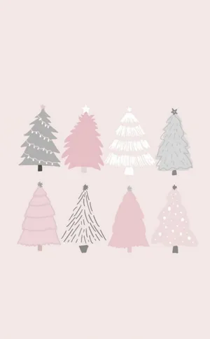 Cute Pink Christmas Tree Design Wallpaper