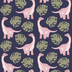 Cute Pink Dinosaur Sweet Sauropod Pattern Wallpaper