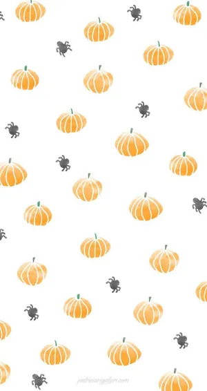 Cute Pumpkins And Spiders Fall Halloween Wallpaper
